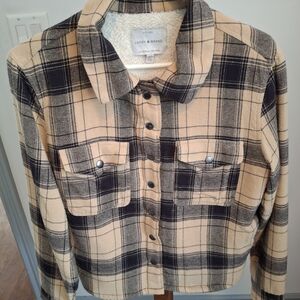 Lucky Brand Women's Utility Jacket - Black and Tan Plaid Never Worn